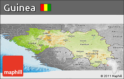 Physical Panoramic Map of Guinea, desaturated, land only