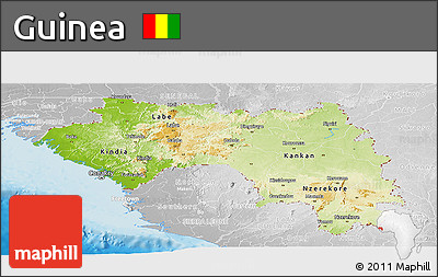 Physical Panoramic Map of Guinea, lighten, desaturated, land only
