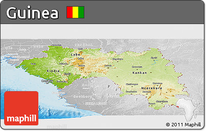 Physical Panoramic Map of Guinea, lighten, desaturated, land only