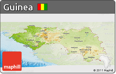 Physical Panoramic Map of Guinea, lighten, land only