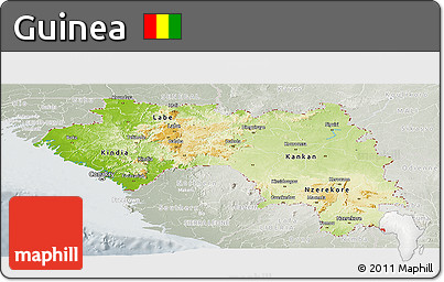 Physical Panoramic Map of Guinea, lighten, semi-desaturated