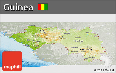 Physical Panoramic Map of Guinea, lighten, semi-desaturated, land only