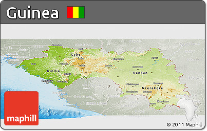 Physical Panoramic Map of Guinea, lighten, semi-desaturated, land only