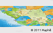 Physical Panoramic Map of Guinea, political outside