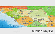 Physical Panoramic Map of Guinea, political shades outside