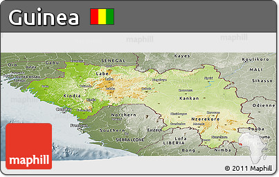 Physical Panoramic Map of Guinea, semi-desaturated