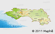 Physical Panoramic Map of Guinea, single color outside, bathymetry sea, shaded relief sea