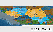 Political Panoramic Map of Guinea, darken