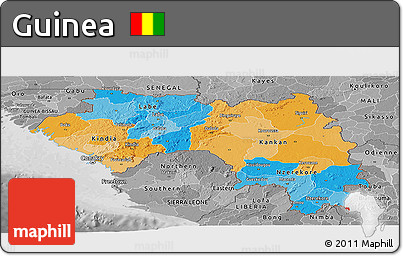 Political Panoramic Map of Guinea, desaturated