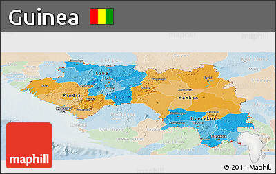 Political Panoramic Map of Guinea, lighten