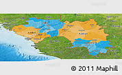 Political Panoramic Map of Guinea, satellite outside, bathymetry sea