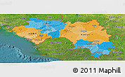 Political Panoramic Map of Guinea, satellite outside