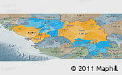 Political Panoramic Map of Guinea, semi-desaturated