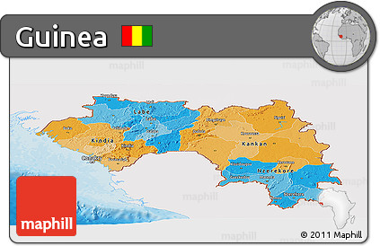 Political Panoramic Map of Guinea, single color outside