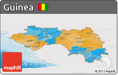 Political Panoramic Map of Guinea, single color outside