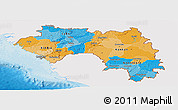 Political Panoramic Map of Guinea, single color outside
