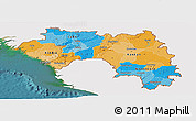 Political Panoramic Map of Guinea, single color outside, satellite sea