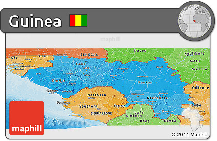 Political Shades Panoramic Map of Guinea