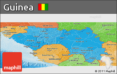 Political Shades Panoramic Map of Guinea