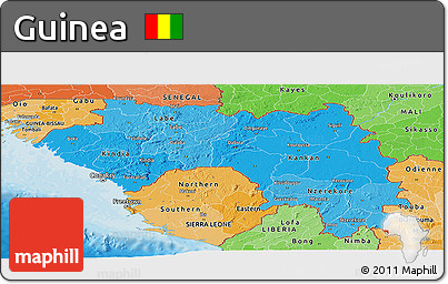 Political Shades Panoramic Map of Guinea