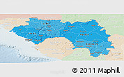 Political Shades Panoramic Map of Guinea, lighten