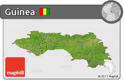 Satellite Panoramic Map of Guinea, cropped outside