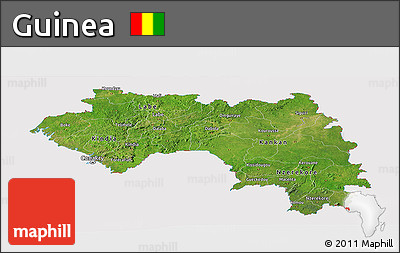 Satellite Panoramic Map of Guinea, cropped outside
