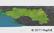 Satellite Panoramic Map of Guinea, darken, desaturated, land only