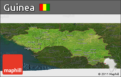 Satellite Panoramic Map of Guinea, darken