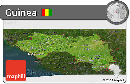 Satellite Panoramic Map of Guinea, darken
