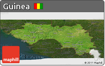 Satellite Panoramic Map of Guinea, darken