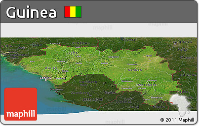 Satellite Panoramic Map of Guinea, darken, land only