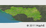Satellite Panoramic Map of Guinea, darken, semi-desaturated, land only
