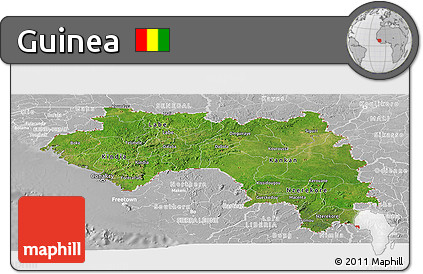 Satellite Panoramic Map of Guinea, lighten, desaturated