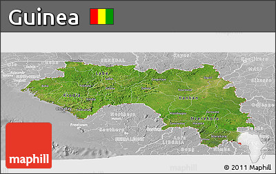 Satellite Panoramic Map of Guinea, lighten, desaturated