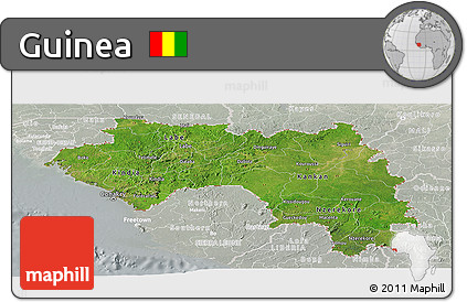 Satellite Panoramic Map of Guinea, lighten, semi-desaturated