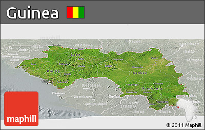 Satellite Panoramic Map of Guinea, lighten, semi-desaturated