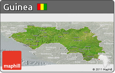 Satellite Panoramic Map of Guinea, lighten, semi-desaturated