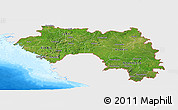 Satellite Panoramic Map of Guinea, single color outside, bathymetry sea