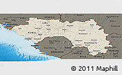 Shaded Relief Panoramic Map of Guinea, darken, land only