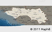Shaded Relief Panoramic Map of Guinea, darken