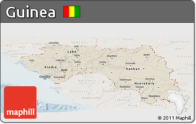 Shaded Relief Panoramic Map of Guinea, lighten