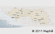 Shaded Relief Panoramic Map of Guinea, lighten, semi-desaturated