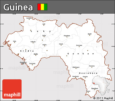 Classic Style Simple Map of Guinea, cropped outside