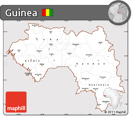 Classic Style Simple Map of Guinea, cropped outside