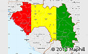 Flag Simple Map of Guinea, single color outside, borders and labels, flag centered