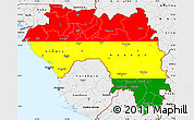 Flag Simple Map of Guinea, single color outside, borders and labels, flag rotated