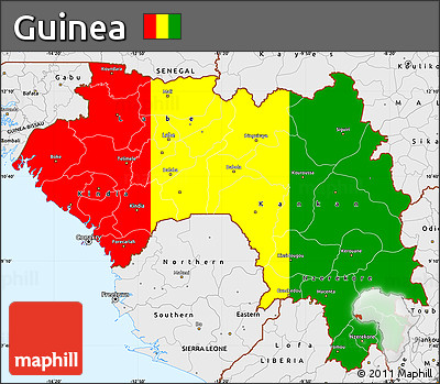 Flag Simple Map of Guinea, single color outside, borders and labels