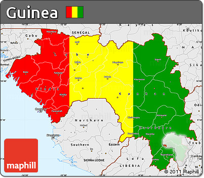 Flag Simple Map of Guinea, single color outside, borders and labels