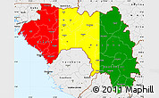 Flag Simple Map of Guinea, single color outside, borders and labels